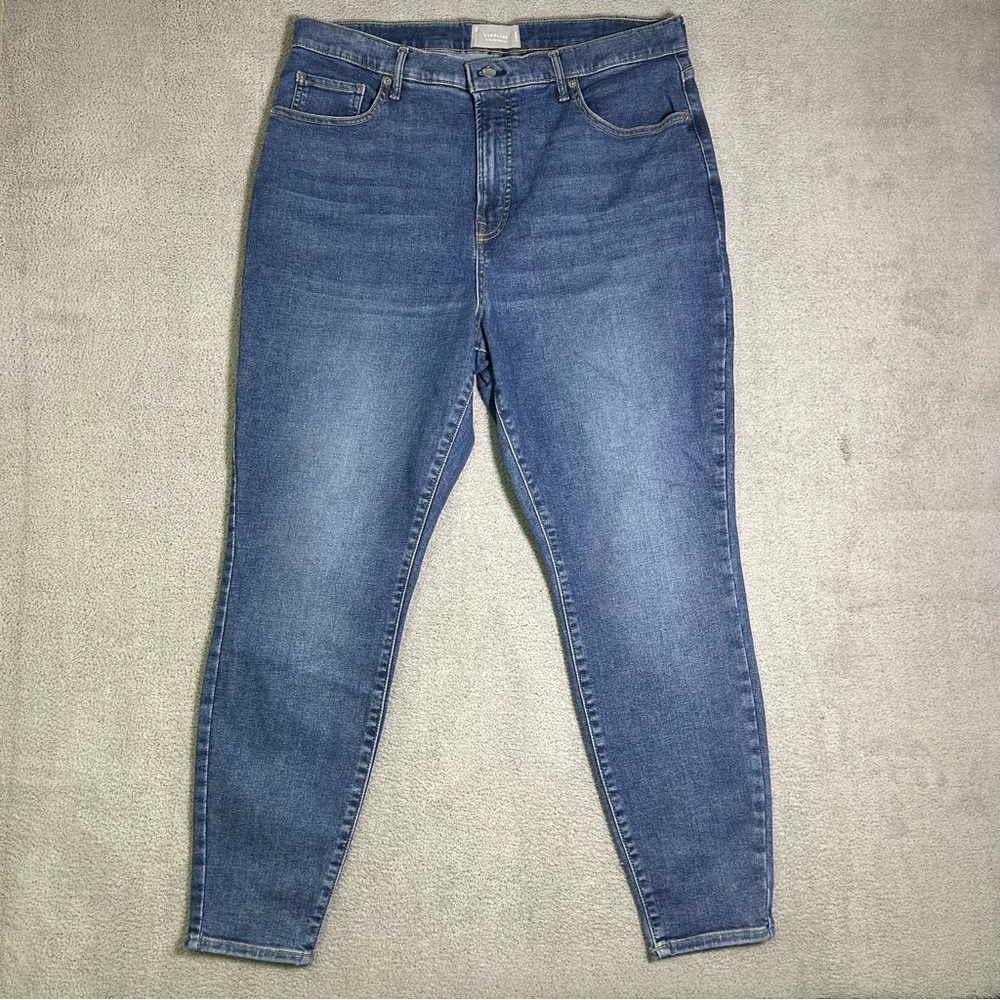 Everlane Jeans Women’s 35 Reg (36x28) High Rise Skinny Tapered Leg Blue Denim